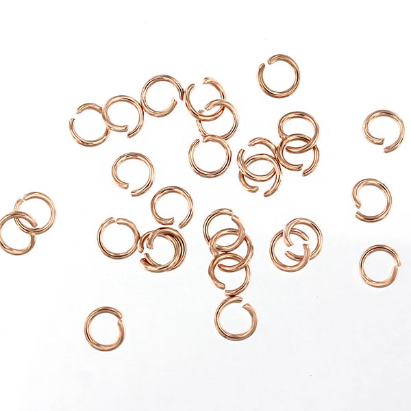 Rose Gold Stainless Steel Jump Rings 5mm x 0.8mm - Open 20 Gauge - 50 Rings - SS058