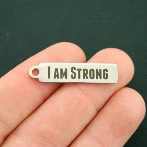 I Am Strong Stainless Steel Charms - BFS015-6906