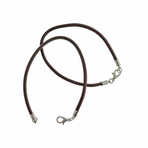 Brown Imitation Leather Bracelet 7" - 4mm - 5 Bracelets - N306