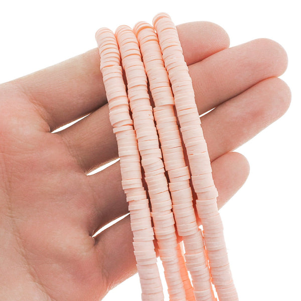 Heishi Polymer Clay Beads 6mm x 1mm - Pale Pink - 1 Strand 320 Beads - BD826