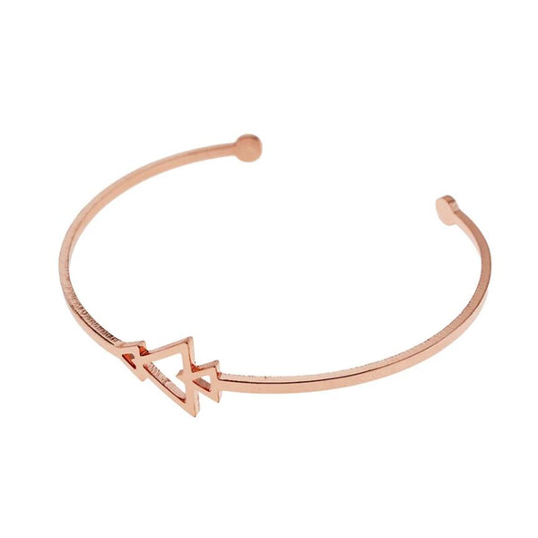 Rose Gold Stainless Steel Cuff Bangle - 62mm - 1 Bangle - N599