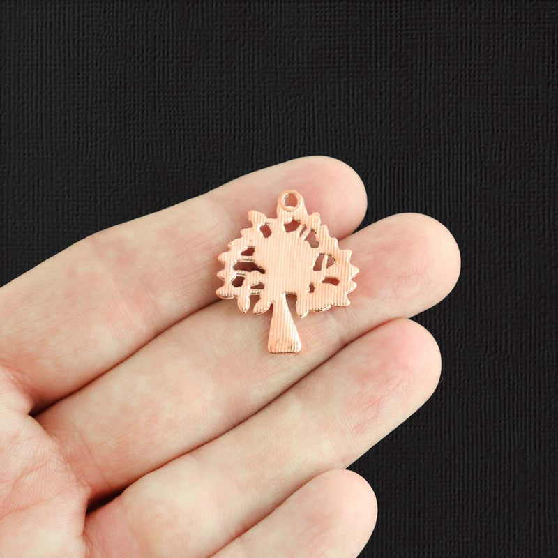 10 Tree Rose Gold Tone Charms - GC702