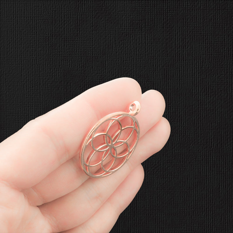 4 Flower of Life Rose Gold Tone Charms - GC352