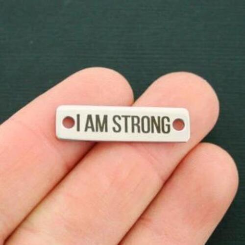 I Am Strong Stainless Steel Connector Charms - BFS016-7224