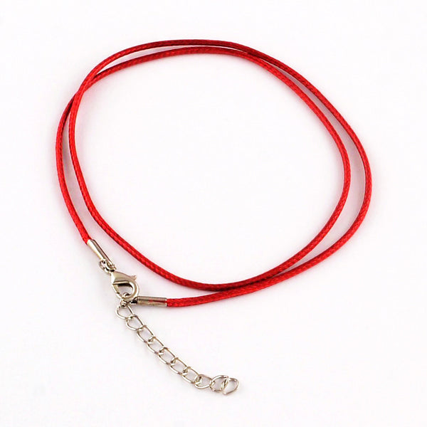 Red Wax Cord Necklaces 18.7" - 2mm - 5 Necklaces - N227
