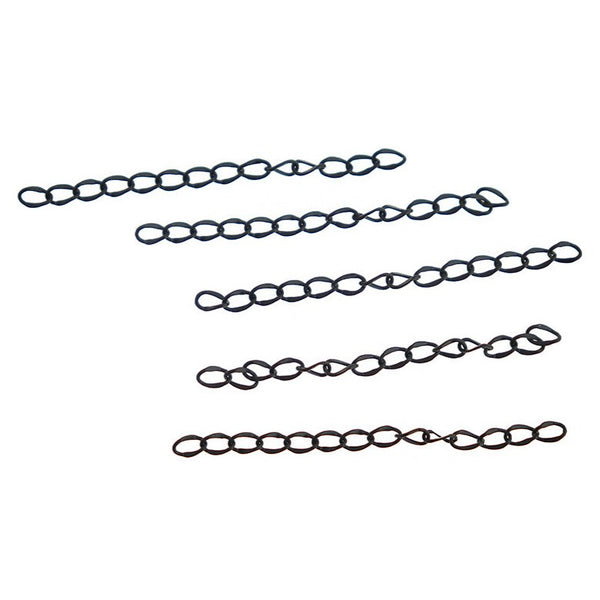 Gunmetal Stainless Steel Extender Chains - 45mm x 2mm - 15 Pieces - FD016