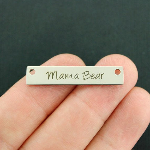 Mama Bear Stainless Steel Connector Charms - BFS017-7508