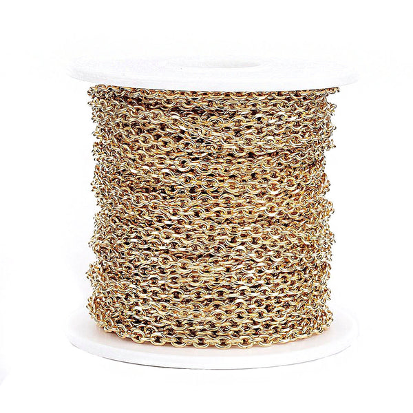 BULK Gold Tone Cable Chain 1 Meter - 3.25Ft - 3mm - FD558