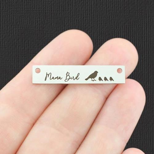 Mama Bird Stainless Steel Connector Charms - 3 babies - BFS017-7662