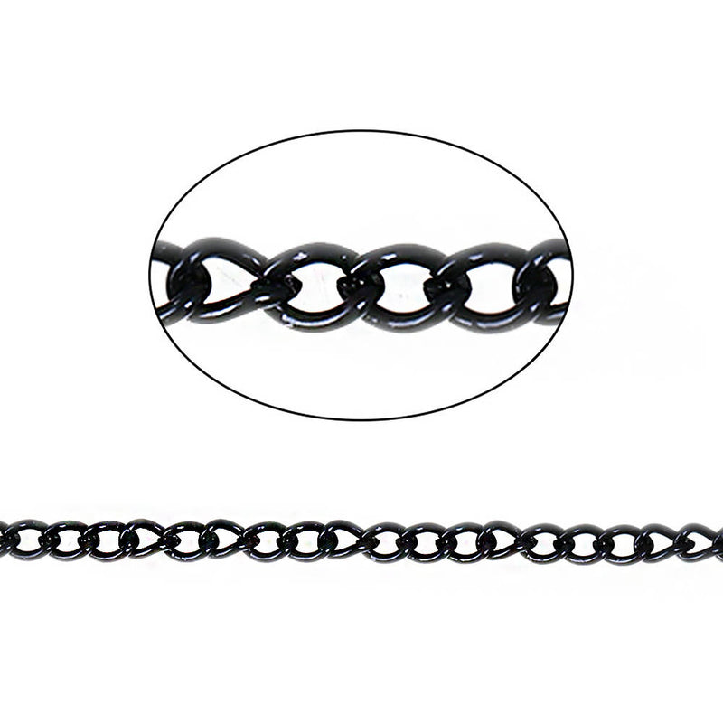 BULK Black Color Curb Chain 32 ft - 3mm - FD173