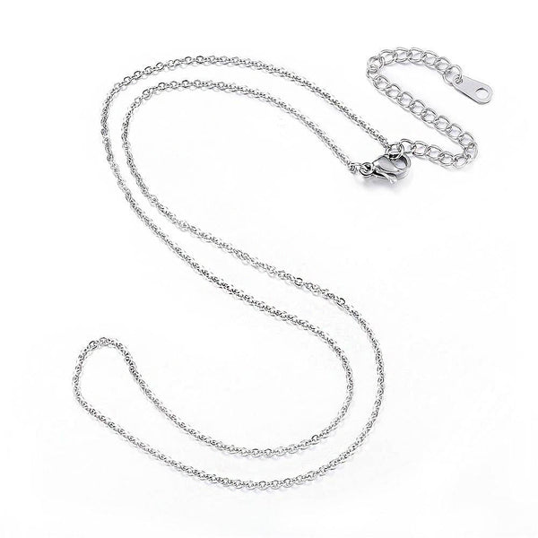 Stainless Steel Cable Chain Necklaces 18" Plus Extender - 2mm - 10 Necklaces - N411