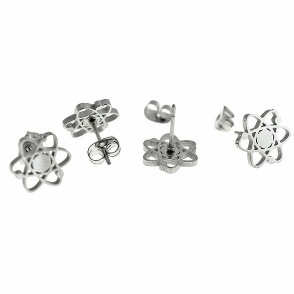 Stainless Steel Earrings - Chemistry Atom Studs - 11mm - 2 Pieces 1 Pair - ER589