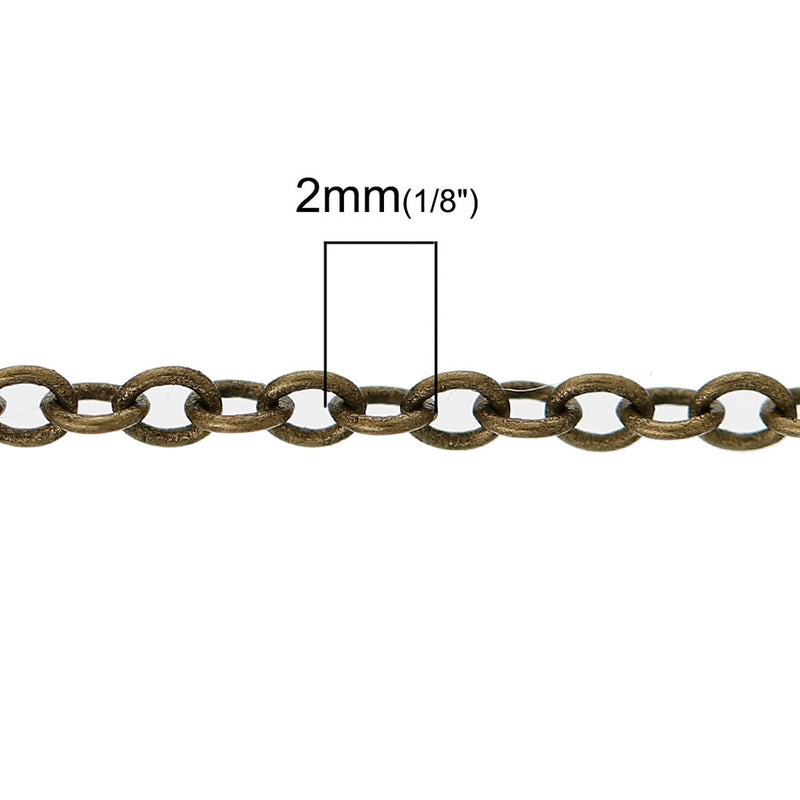 BULK Antique Bronze Tone Cable Chain 16Ft - 1.5mm - FD369