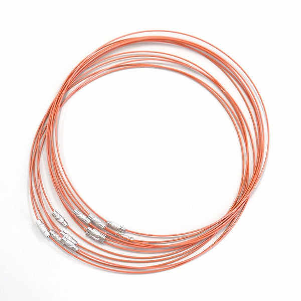Pink Steel Wire Bangle Chokers - 17.5" - 10 Chokers - Z428