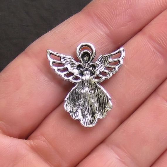 8 Angel Antique Silver Tone Charms - SC256