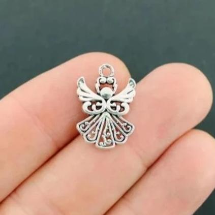 8 Angel Antique Silver Tone Charms - SC5226