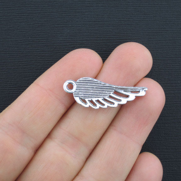 8 Angel Wing Antique Silver Tone Charms - SC3371