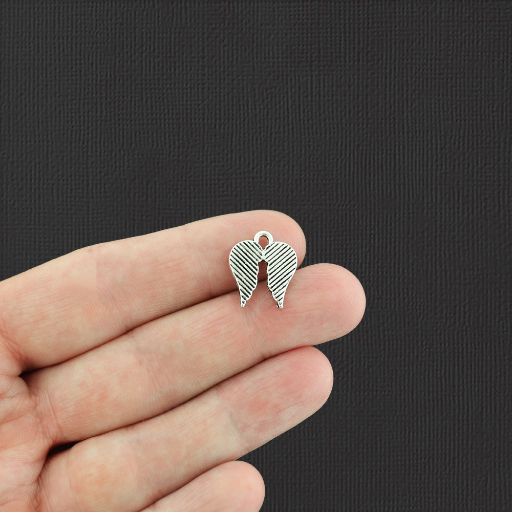 8 breloques de ton argent antique ailes d'ange - SC2581