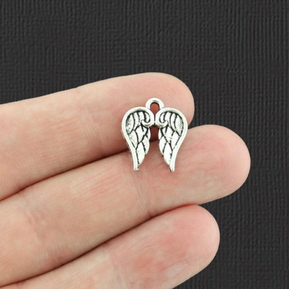8 breloques de ton argent antique ailes d'ange - SC2581