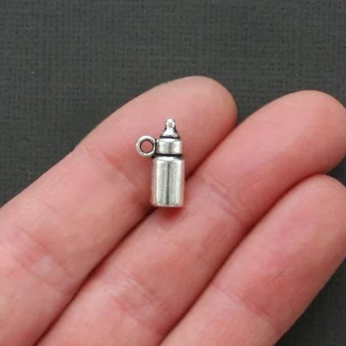 8 Baby Bottle Antique Silver Tone Charms 3D - SC1688