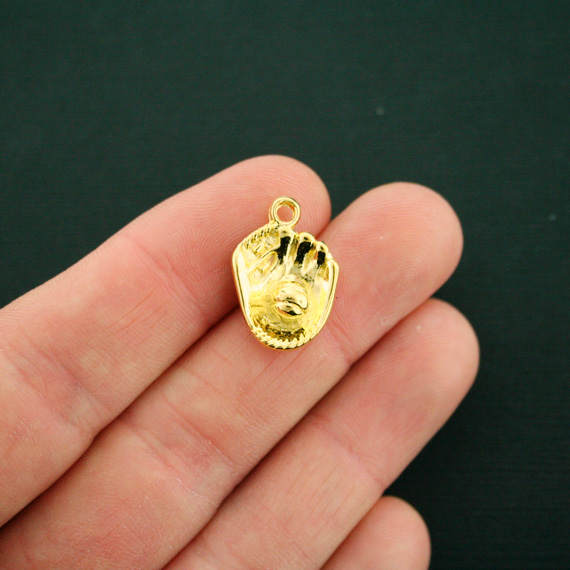 8 Baseball Glove Antique Gold Tone Charms - GC379
