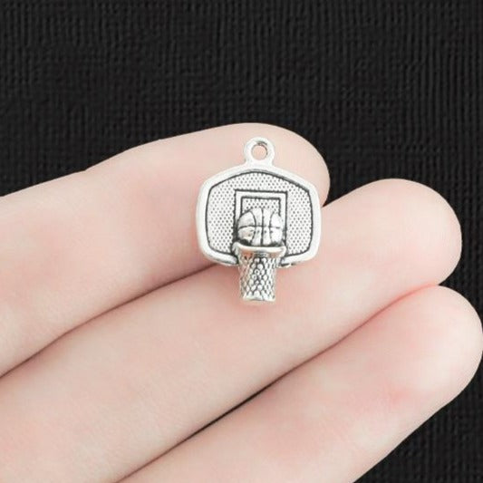 8 Basketball Antique Silver Tone Charms - SC3157