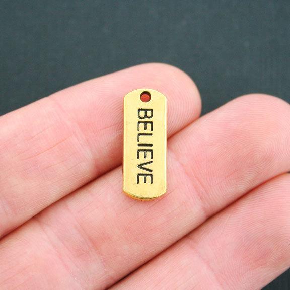 8 Believe Antique Gold Tone Charms - GC637