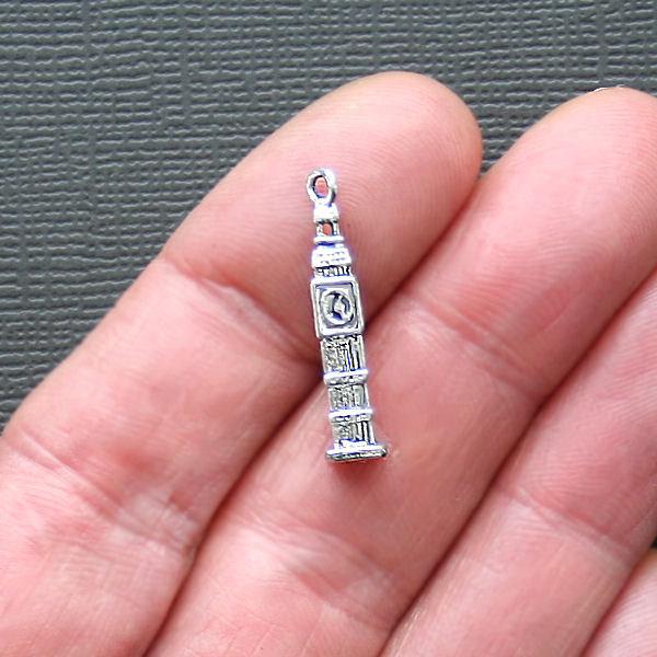 8 Big Ben Antique Silver Tone Charms 3D - SC1043