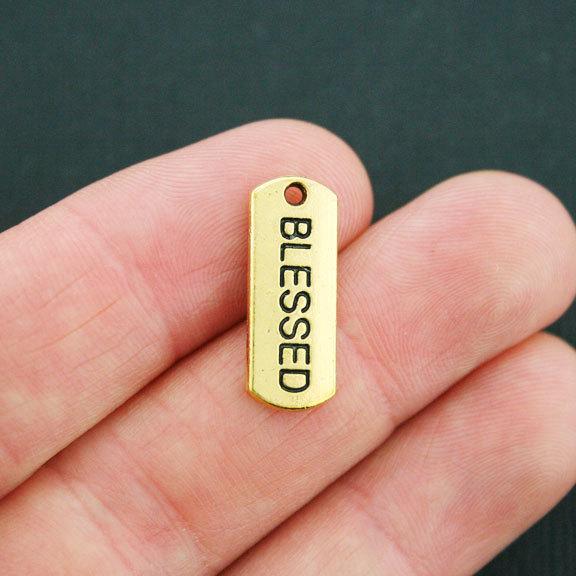 8 Blessed Antique Gold Tone Charms - GC649