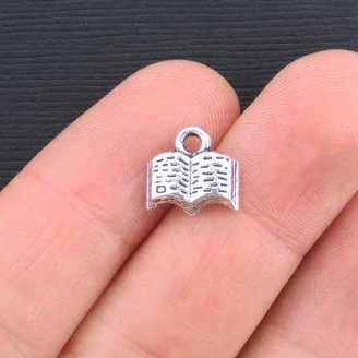 8 Book Antique Silver Tone Charms - SC1299