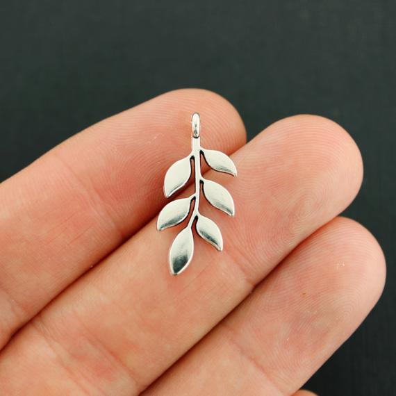 8 Branches Antique Silver Tone Charms 2 Faces - SC7819