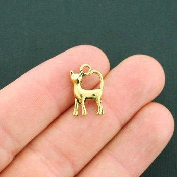 8 Cat Antique Gold Tone Charms 2 Sided - GC820