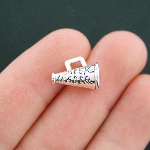 8 Cheerleader Megaphone Antique Silver Tone Charms 3D - SC5374