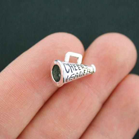 8 Cheerleader Megaphone Antique Silver Tone Charms 3D - SC5374