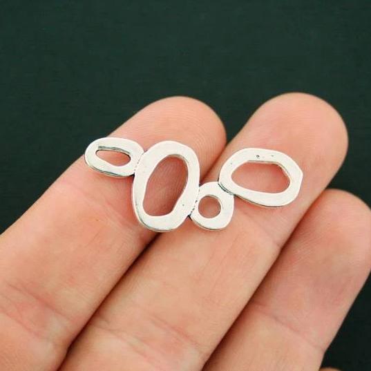 Connecteur à 8 cercles, ton argent antique, breloques 2 faces - SC6383