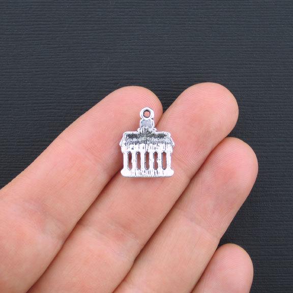8 College Building Antique Silver Tone Charms - SC3344