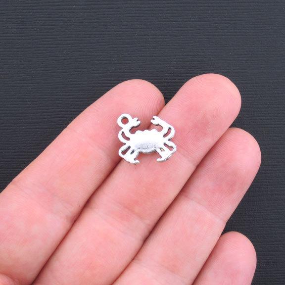 8 Crab Antique Silver Tone Charms - SC3026