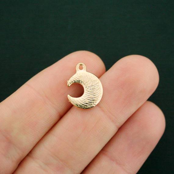 8 Crescent Moon Gold Tone Enamel Charms - E544
