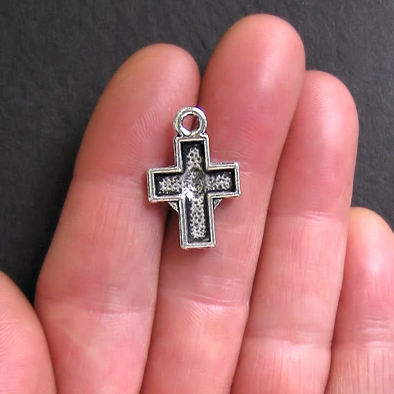 8 Cross Antique Silver Tone Charms - SC123