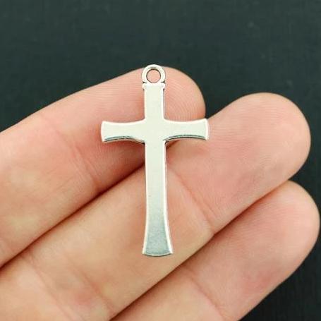 8 Cross Antique Silver Tone Charms - SC7871