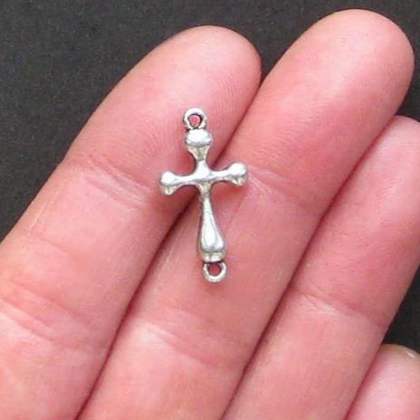 8 Cross Connector Antique Silver Tone Charms 2 Sided - SC1082