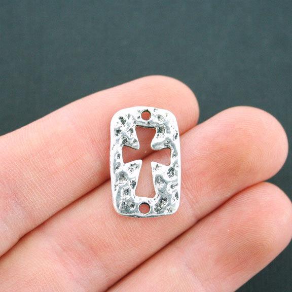 8 Cross Connector Antique Silver Tone Charms 2 Sided - SC5063