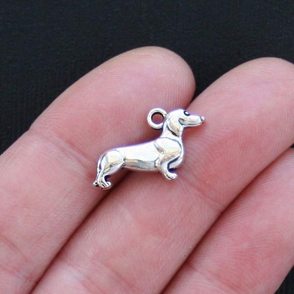 8 Dachshund Antique Silver Tone Charms - SC2884