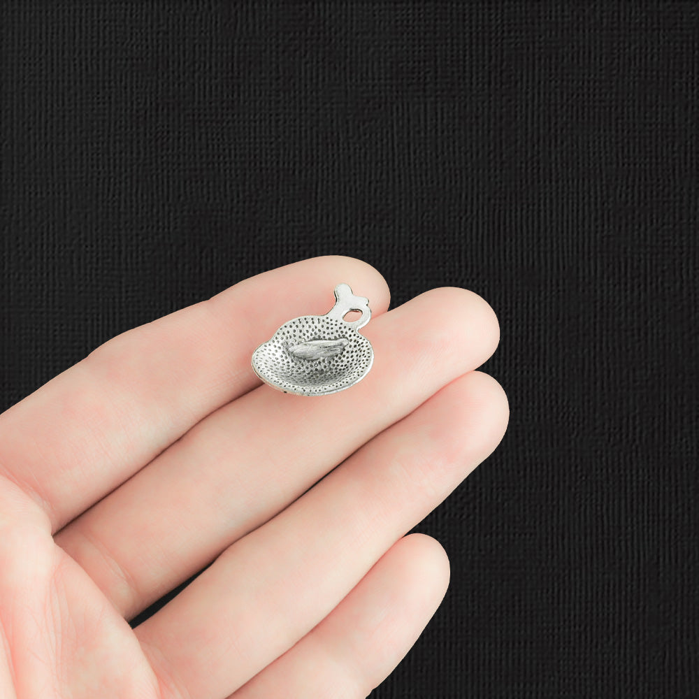 8 Dog Bowl Antique Silver Tone Charms - SC154