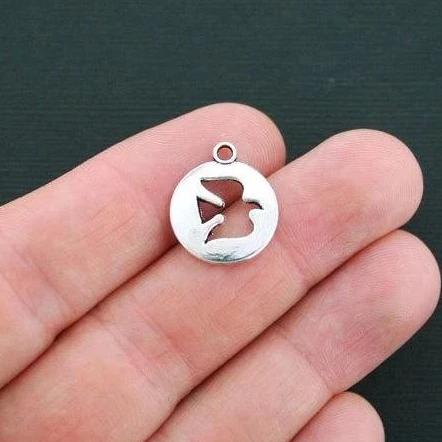 8 Dove Antique Silver Tone Charms 2 Sided - SC2944