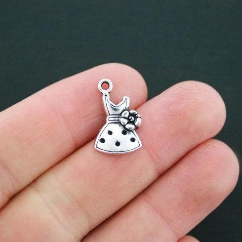8 Dress Antique Silver Tone Charms - SC4243