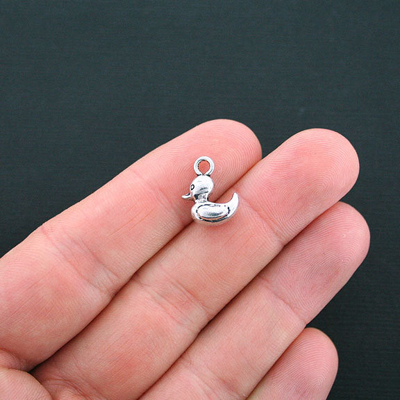 8 Duck Antique Silver Tone Charms 3D - SC4678