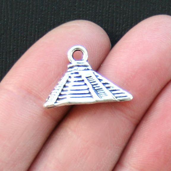 8 Egyptian Pyramid Antique Silver Tone Charms - SC2913