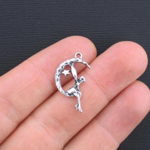 8 breloques de ton argent antique fée lune - SC1396