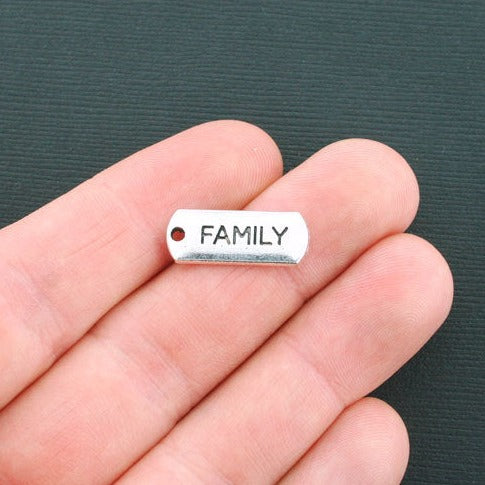 8 Family Antique Silver Tone Charms - SC4511